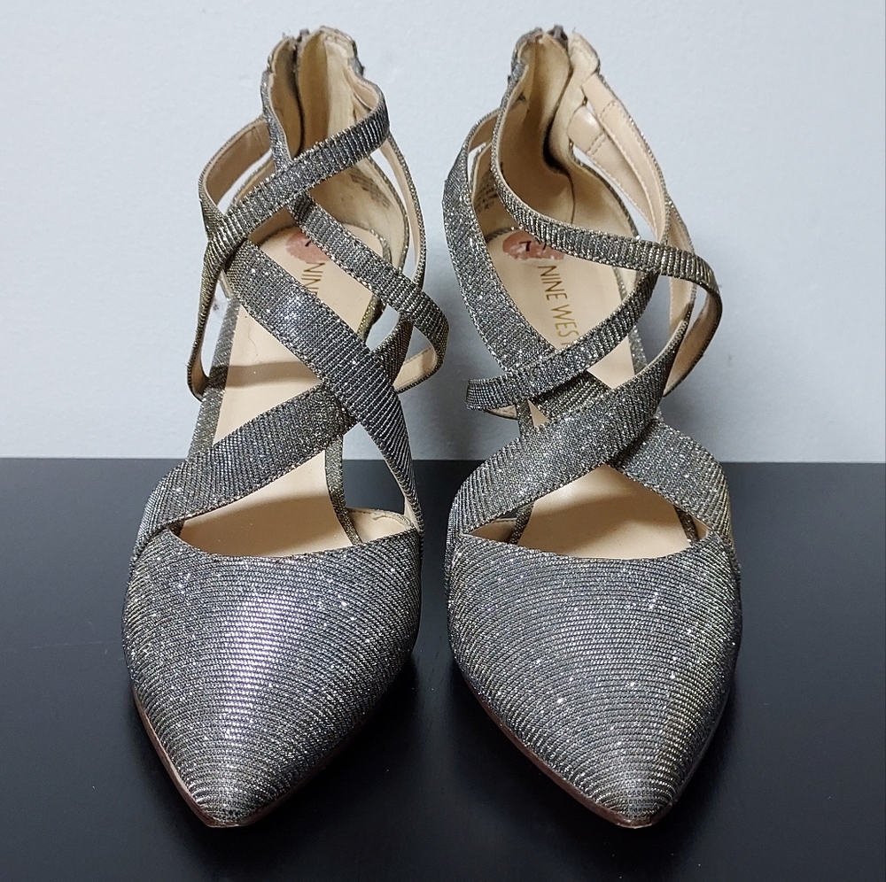✨️ Glamorous Nine West sparkly strappy heels 7/7.5